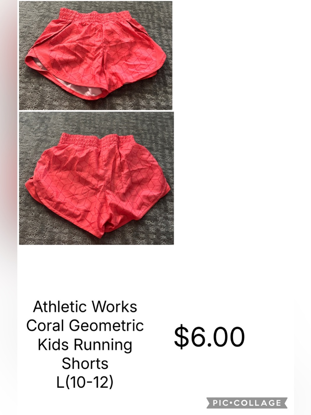 Athletic Works Coral Geometric Athletic Shorts